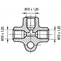 Cauruļu savienotājs T-gabals 10x1,25 2