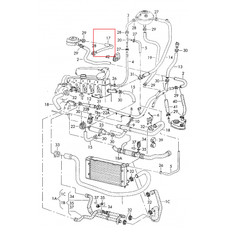 VW T4 Radiatora caurule no dzesētāja uz bloku 1114302800 JP GROUP