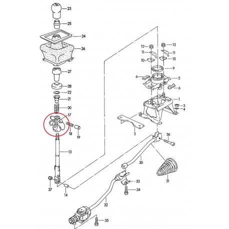 Audi 00, 80, 90, A4, A6, A8 Bukse, pārnesumu pārslēgšanas svira 893711118D
