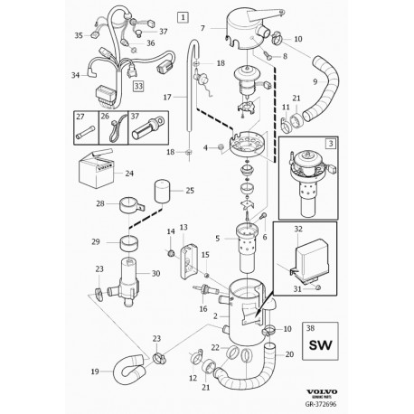 Volvo Autonomā apsildes sistēma spiediena regulātors OE daļa 3731100