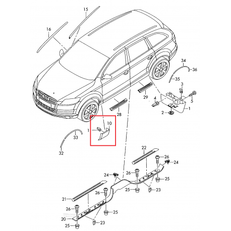 Audi Q5 08- moldings uz spārna L 8R0854959D4U8