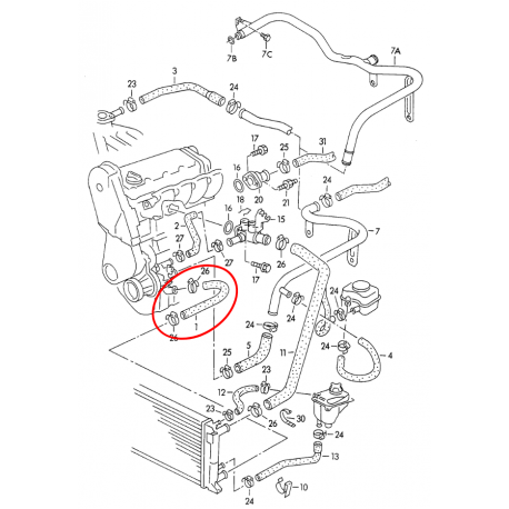 Audi 80 B4 1,9TD, 2,0, 1,6 dzesēšanas caurule Gates 8A0121051A