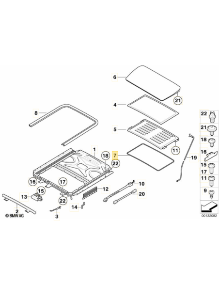 BMW E65 Jumta lūkas gumija 54107245551