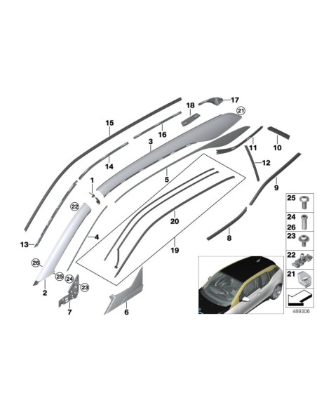 BMW I3 Jumta gumija 51447305025