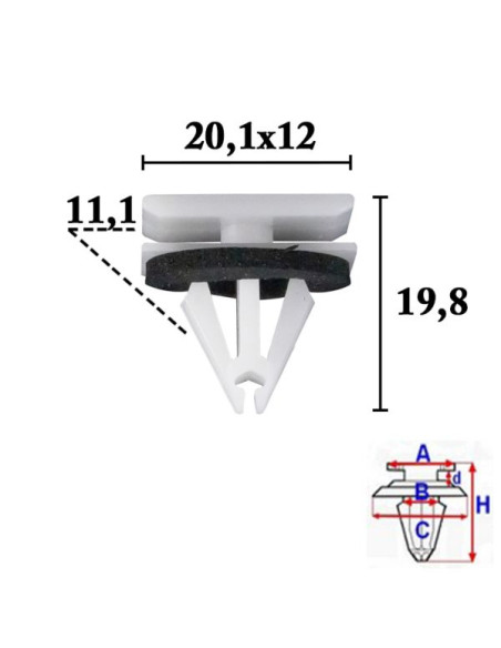 FORD FIESTA VI, KUGA II, S-MAX Apšuvuma klips 10gab. C70587, 1222281