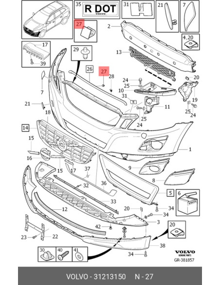 Volvo XC60 -2017 klipsis 31213150